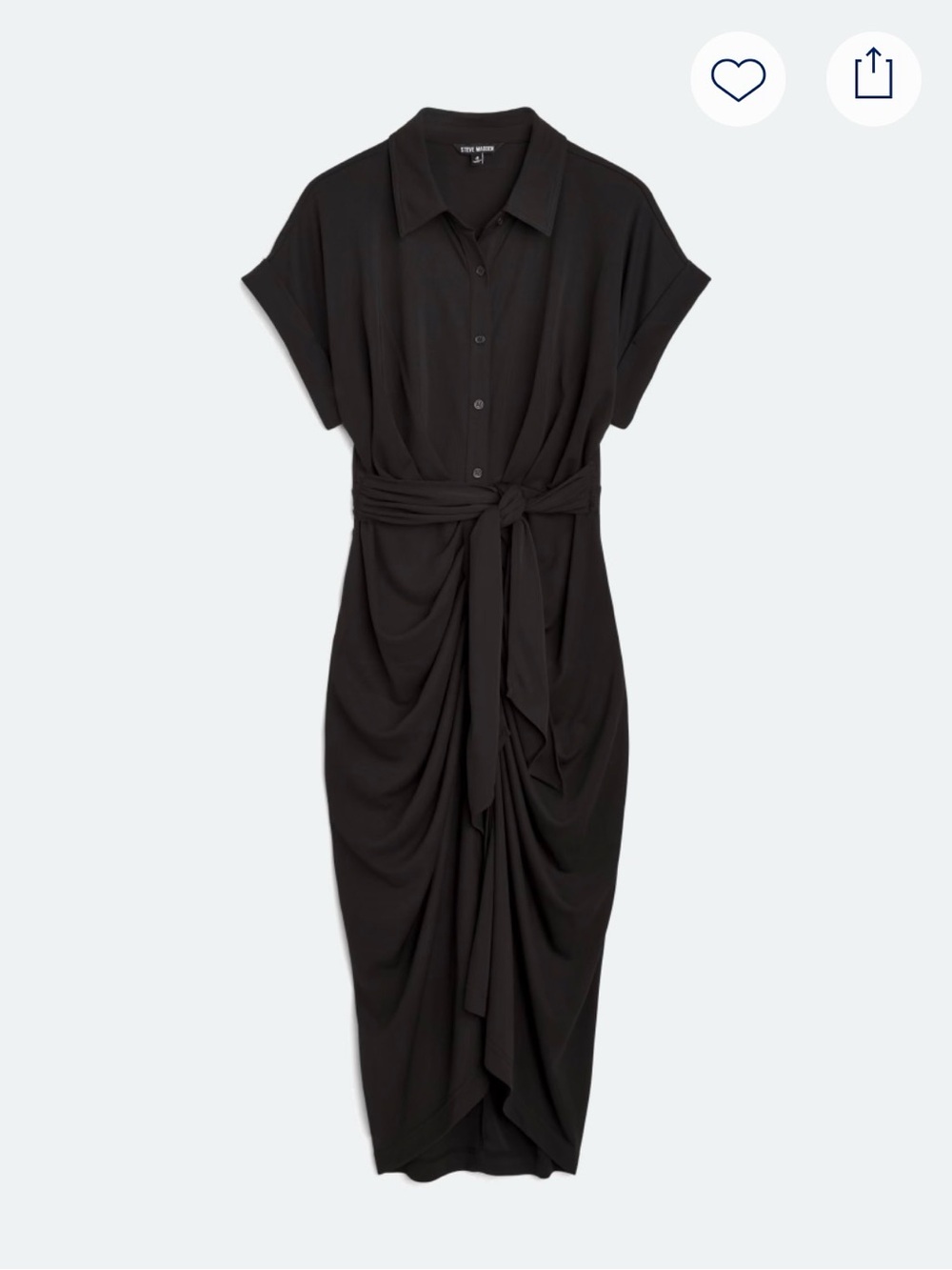 Steve Madden Tori Tie-Waist Black Shirt Dress